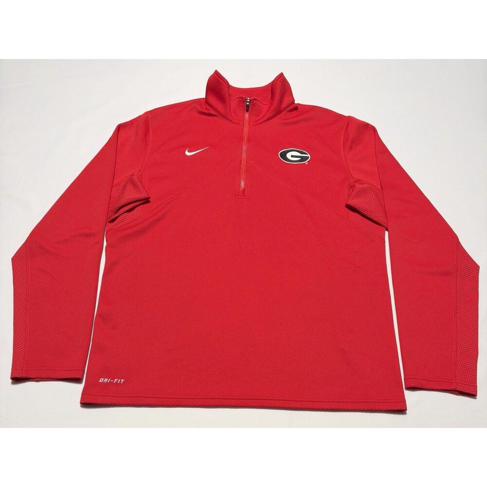Georgia Bulldogs Nike Dri-Fit Shirt Long Sleeve 1/4 Zip Mens Medium Red NCAA
